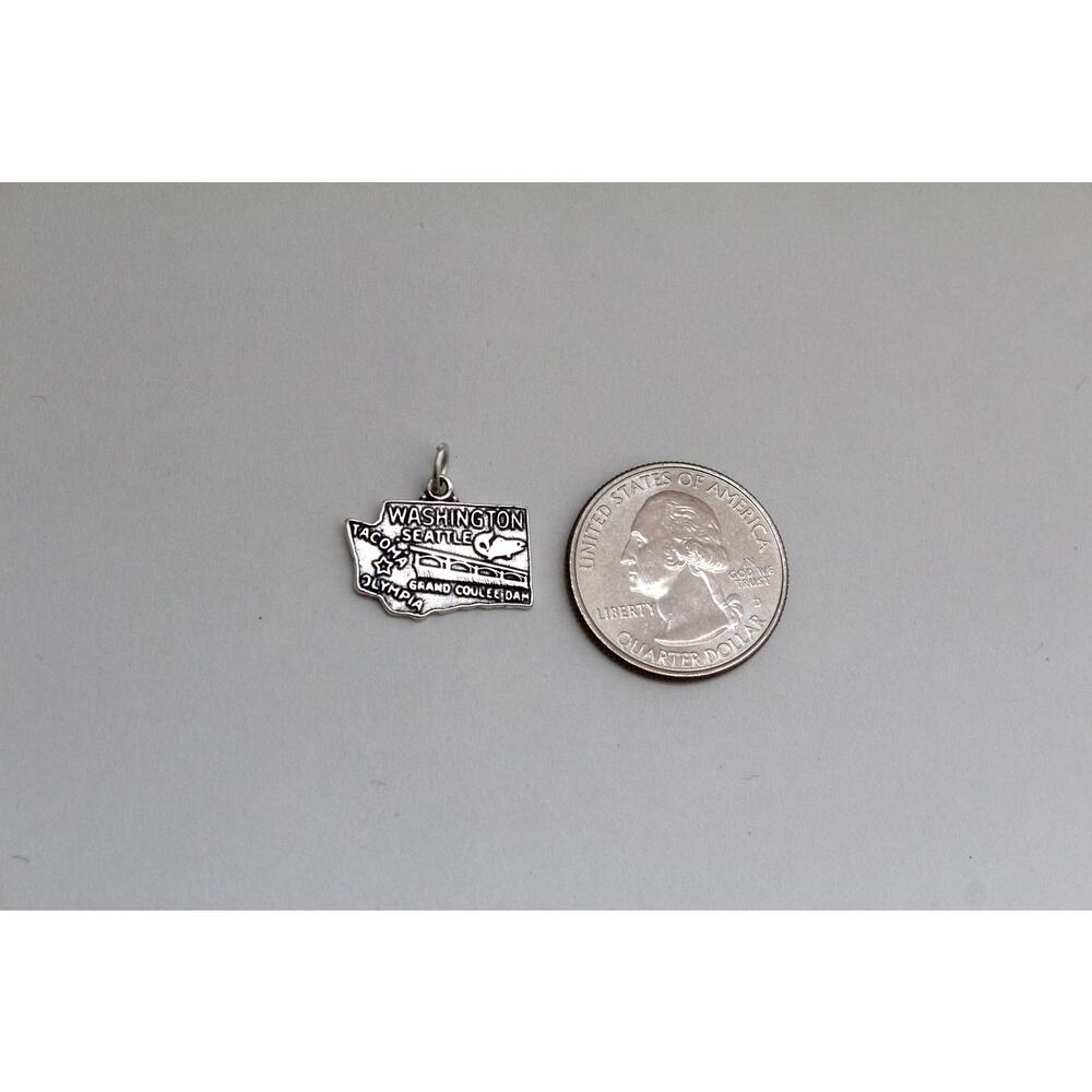Sterling Silver Washington State Charm, Silver State Of Washington Charm View 3